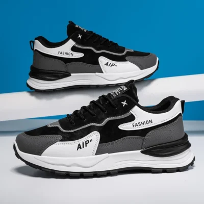 Mesh Breathable Shoes Waterproof Anti Slip Sports and Thick Soled Height Increasing Shoes for Men.